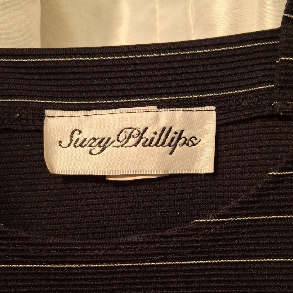 Elegant Black Striped Women's Dress Small - Picture 2 of 8